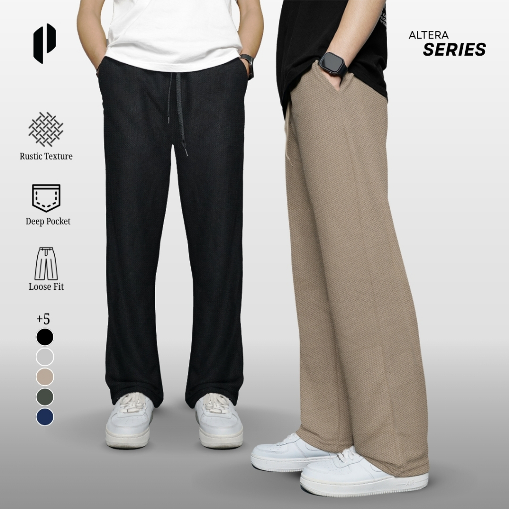 PORTICO - Altera Baggy Loose Pants Korean Style - Rustic Weave - Celana Pria Wanita Unisex - JOG14
