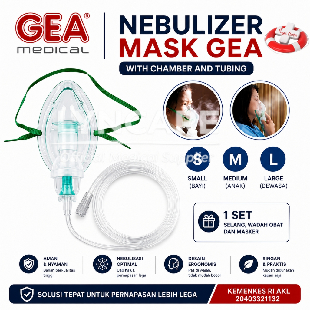 Jual GEA Masker Nebulizer Dewasa Anak Bayi Selang Masker Uap Terapi ...