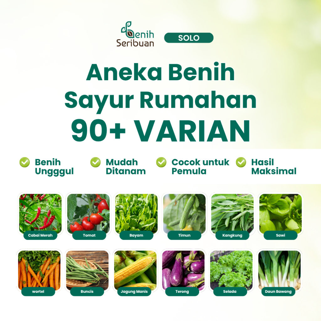 Benih Seribuan - Benih Sayuran Bibit Sayur Rumahan Benih Seribuan 90+ Varian Kangkung Bayam Sawi Selada Cabe Timun