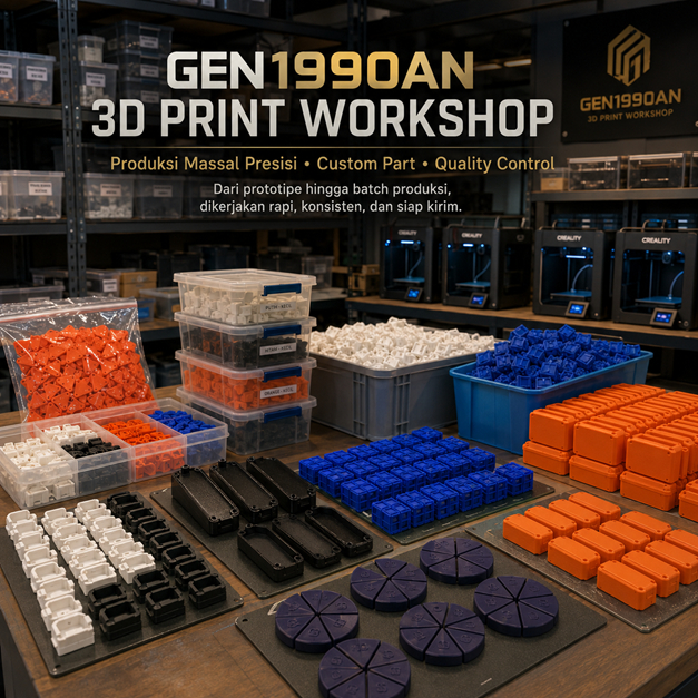 Jasa Cetak 3D Print | 18 Unit Printer 3D | Print Farm, | QC Ketat, Kualitas Terjamin, Produksi Cepat Warna Filament Lengkap