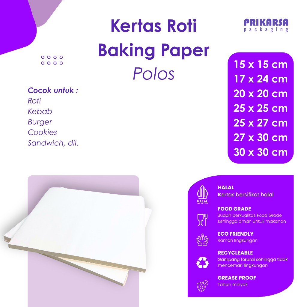 Jual Kertas Roti / Baking Paper / Alas Makanan / Wrapping Makanan ...