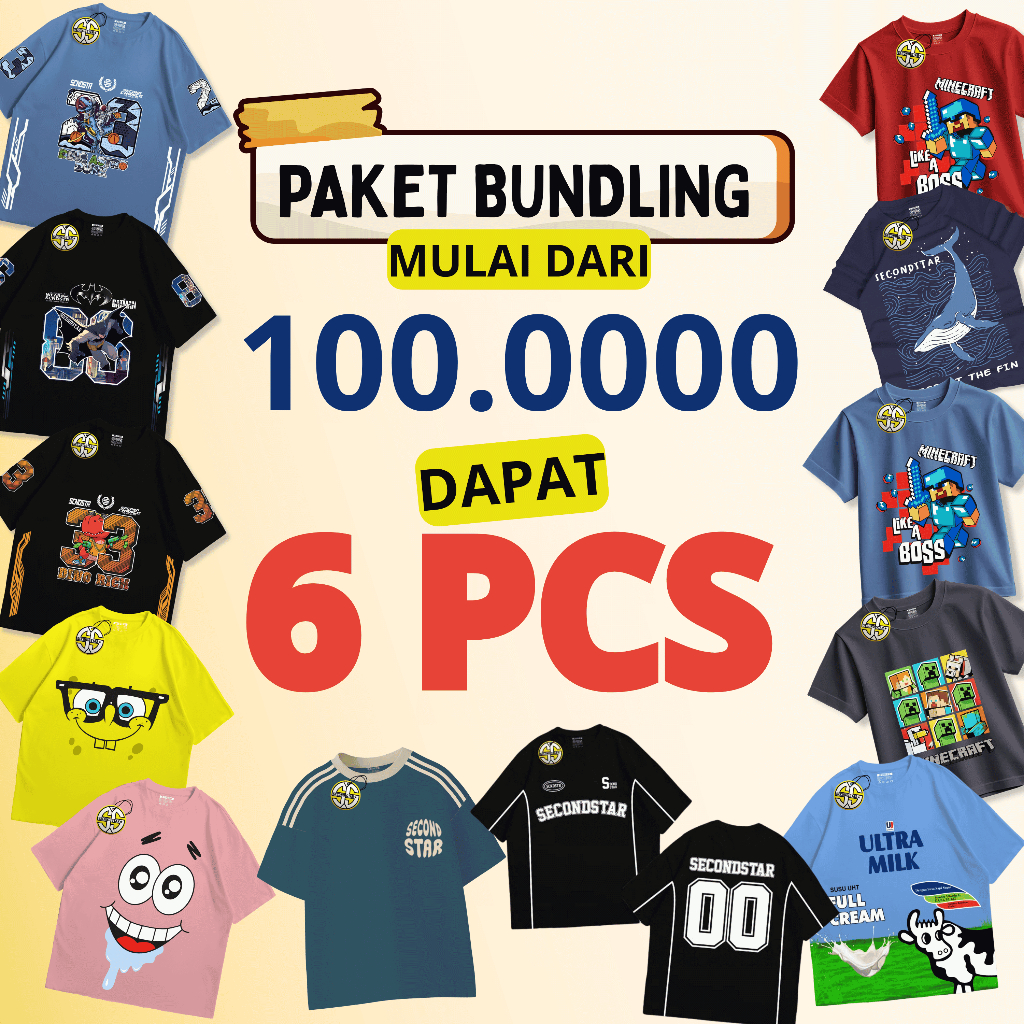 Paket Bundling Baju Anak 100 Ribu Dapat 6 Pcs - BUNDLE 6