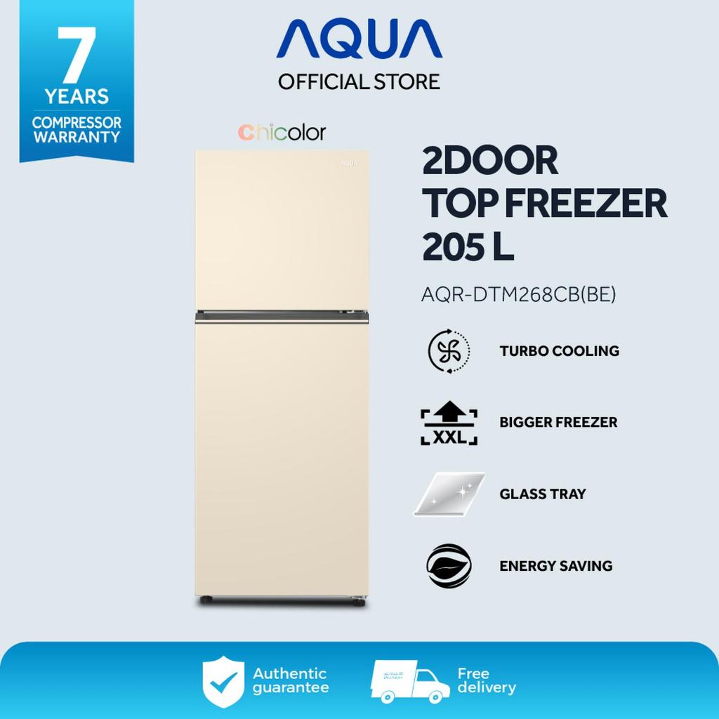 AQUA Elektronik AQR-DTM268CBP(BE) Kulkas 2 Door 205L - Turbo cooling - Beige