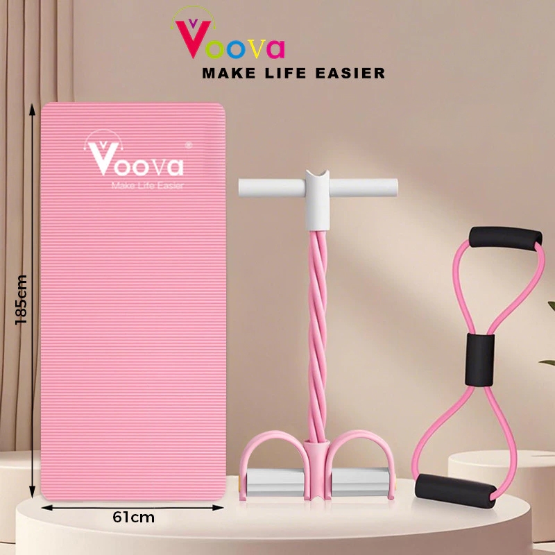 VOOVA 3 IN 1 Set Alat Olahraga/ Set Yoga/ Paket Lengkap Alat Olahraga/ Matras dengan Tummy Trimmer dan Tali Yoga / Matras Antislip