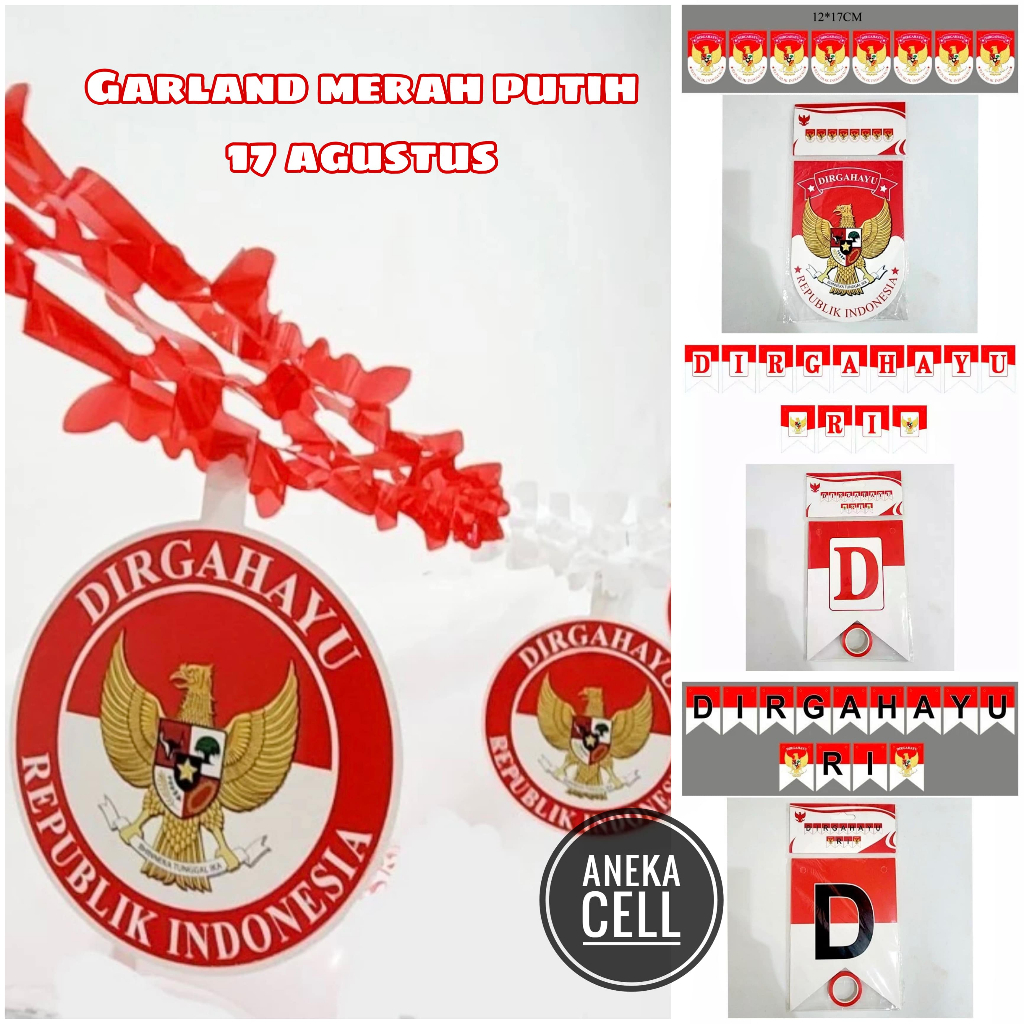 Garland Tarik Foil Merah Putih Banner 17 Agustus Hiasan Dirga Hayu Kemerdekaan HUT RI Dirgahayu 2 Meter