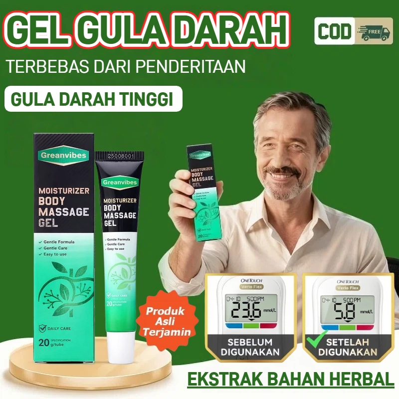 Greenvibes/Lor Gel Herbal Perawatan Tubuh - Gel Diabetes, Mendukung Kesehatan & Gula Darah, Unisex