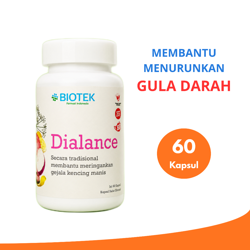 Biotek Dialance 60 Kapsul - Penurun Gula Darah - Obat Kencing Manis - Suplemen Herbal Diabetes Original