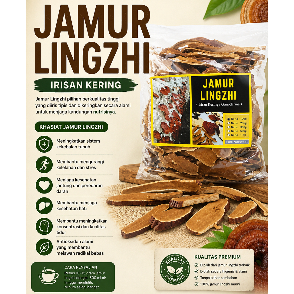 JAMUR LINGZHI LING ZHI IRIS KERING 100 GRAM