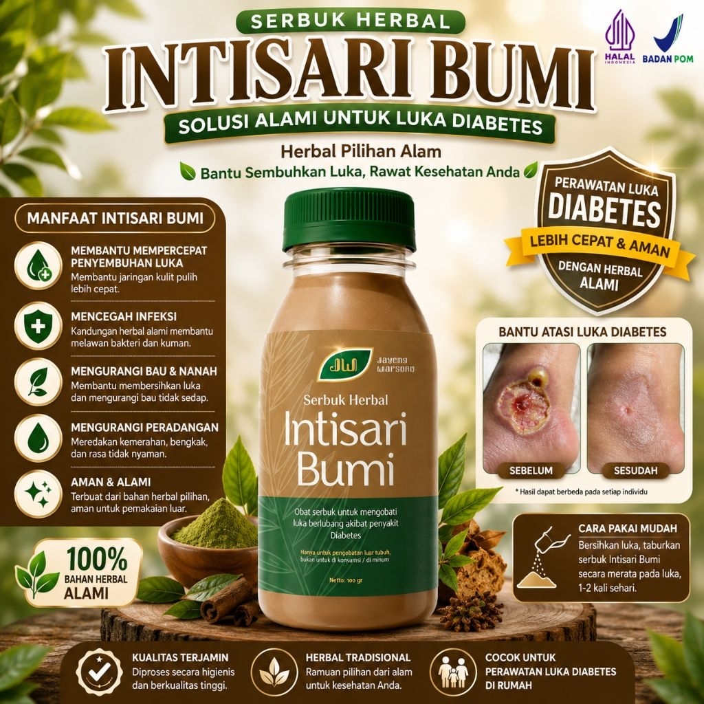 Intisari Bumi Serbuk Herbal - Solusi Perawatan Luka Diabetes Alami & Aman