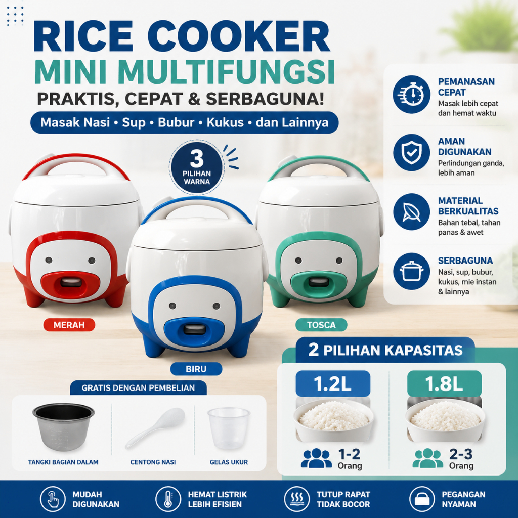 VICTOR Rice Cooker Magic Com Mini Multifungsi Panci anti lengket penanak nasi Magic com Kecil Low Watt