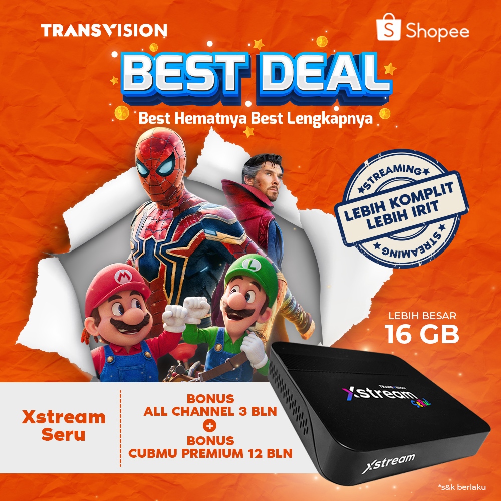 Jual Transvision XSTREAM SERU Android TV Box STB FREE All Channel CUBMU ...