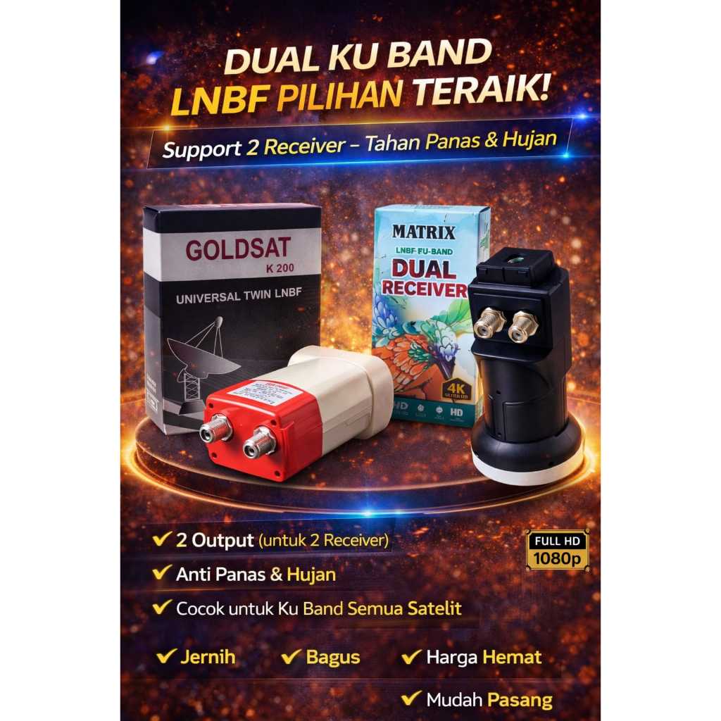 LNB KU Band ( 1 Satelit 2 Receiver ) GOLSAT / OPTUS
