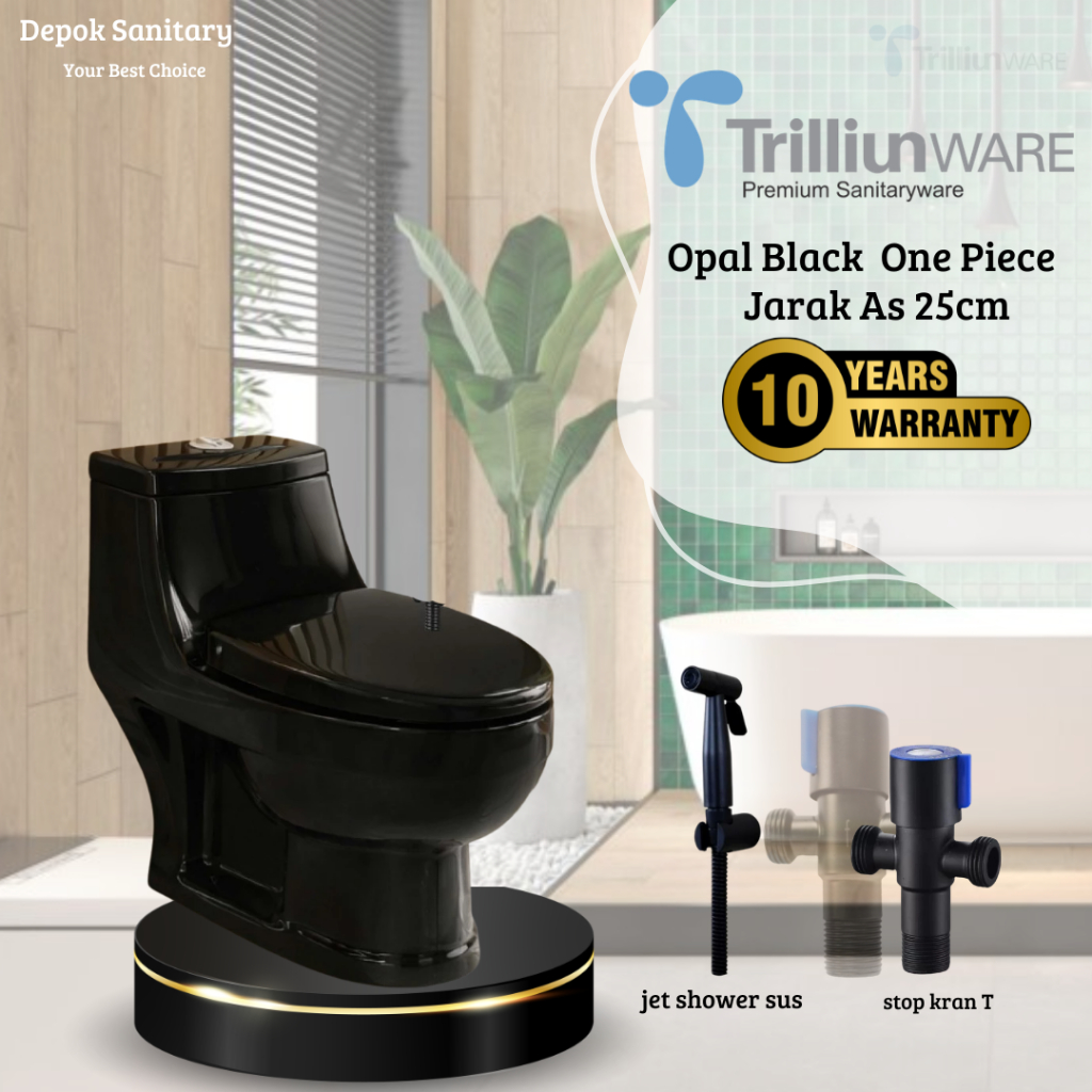 Trilliunware Closet Duduk Kloset WC Duduk Toilet Duduk HItam Opal Black