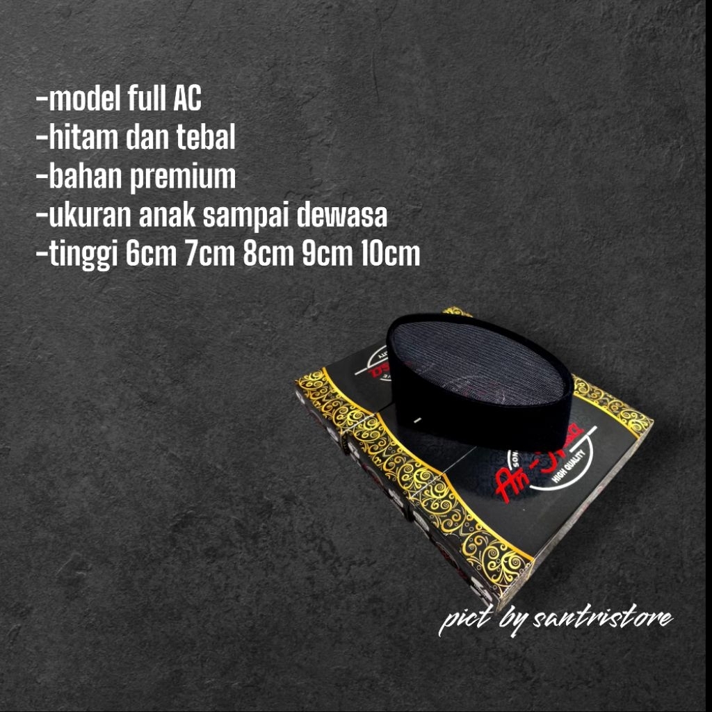 Peci Songkok kopya Kopiah Full Ac An Nisa Beludru hitam polos halus Premium Berkualitas