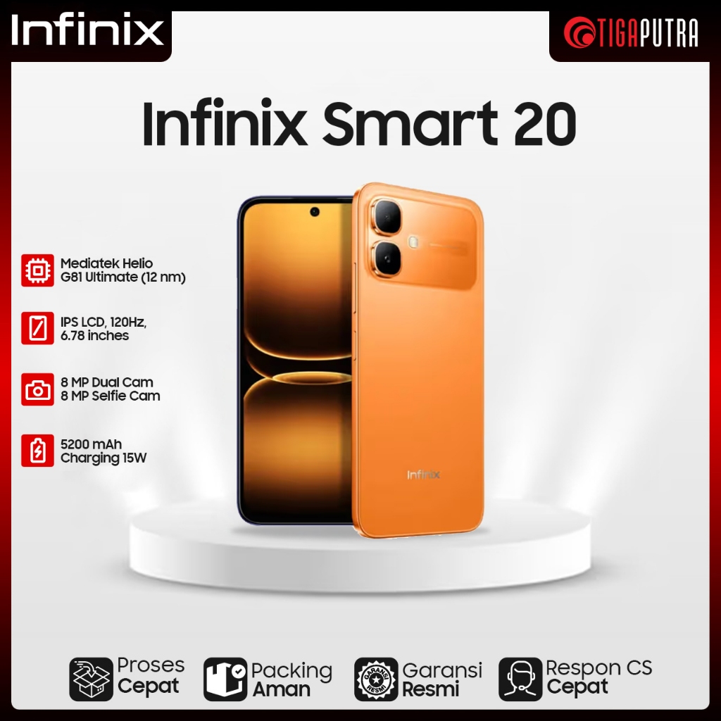 Infinix Smart 20 (RAM 4GB, ROM 64/128GB, Helio G81 Ultimate, Battery Capacity 5200mAh)
