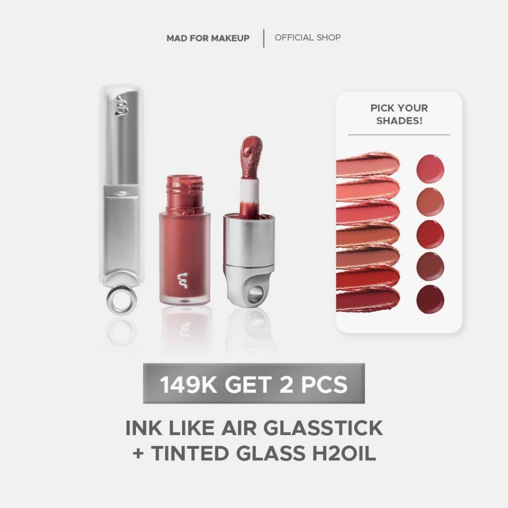 Jual [149K GET 2 PCS] Mad For Makeup Ink Like Air Glasstick + Tinted ...