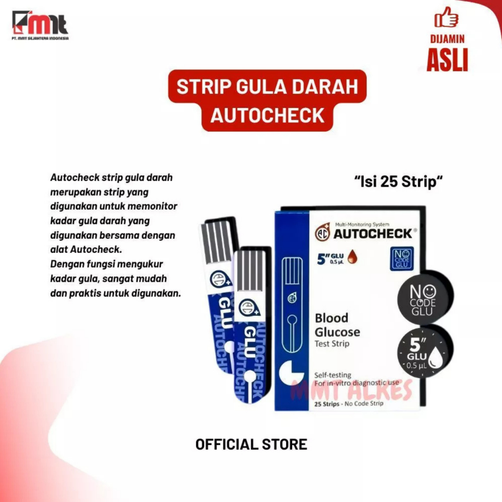 Jual STRIP AUTOCHECK BLOOD GLUCOSE STRIP STIK AUTOCHECK GULA DARAH 25 ...