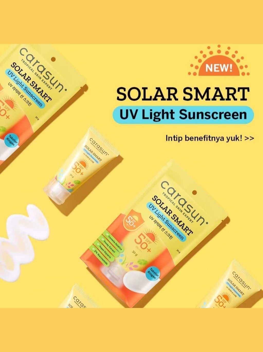 Jual CARASUN Solar Smart Uv Light Sunscreen SPF 50 PA++++ | TnT Beauty ...