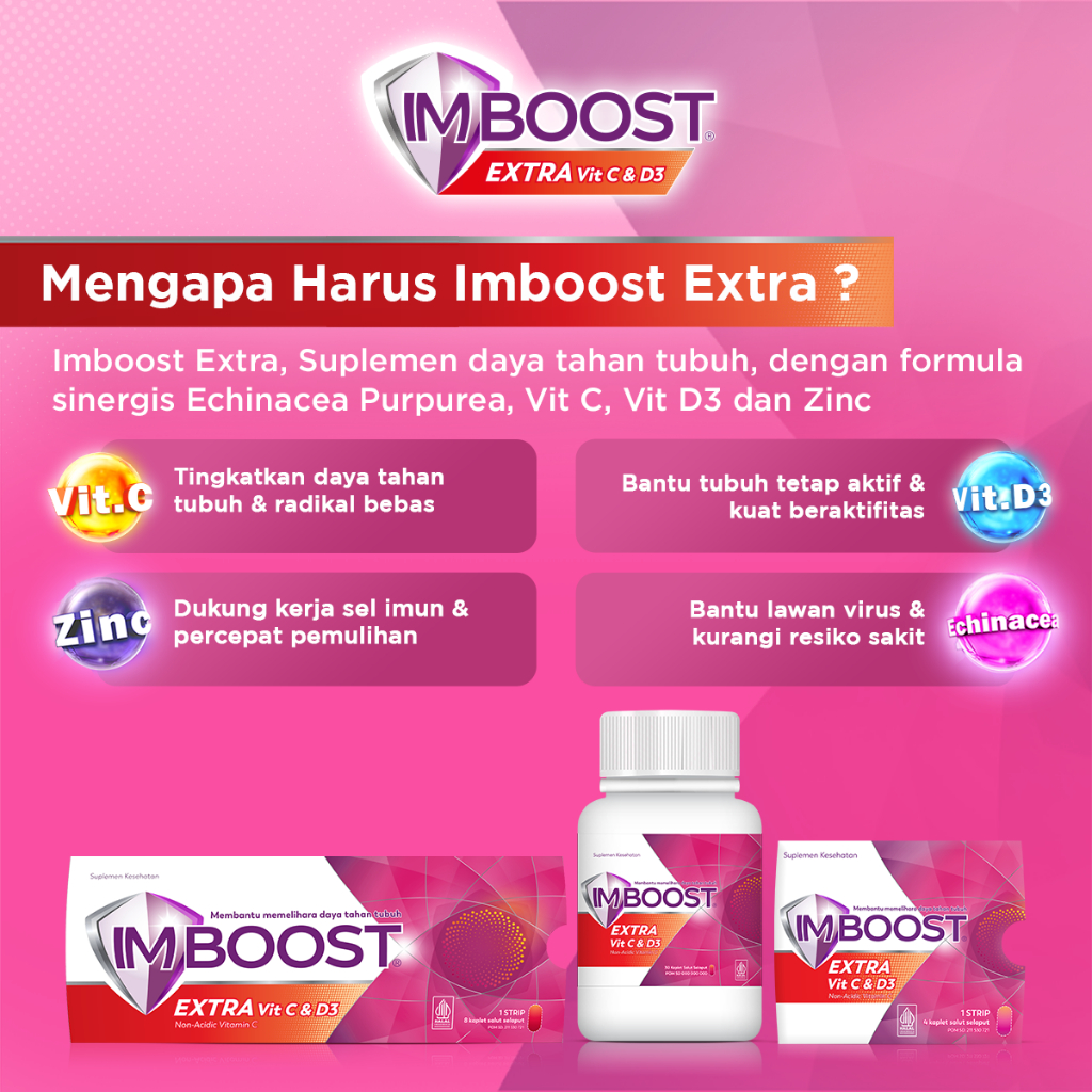 Jual Imboost Extra Vit C & D3 Suplemen Tablet Daya Tahan Tubuh Non ...