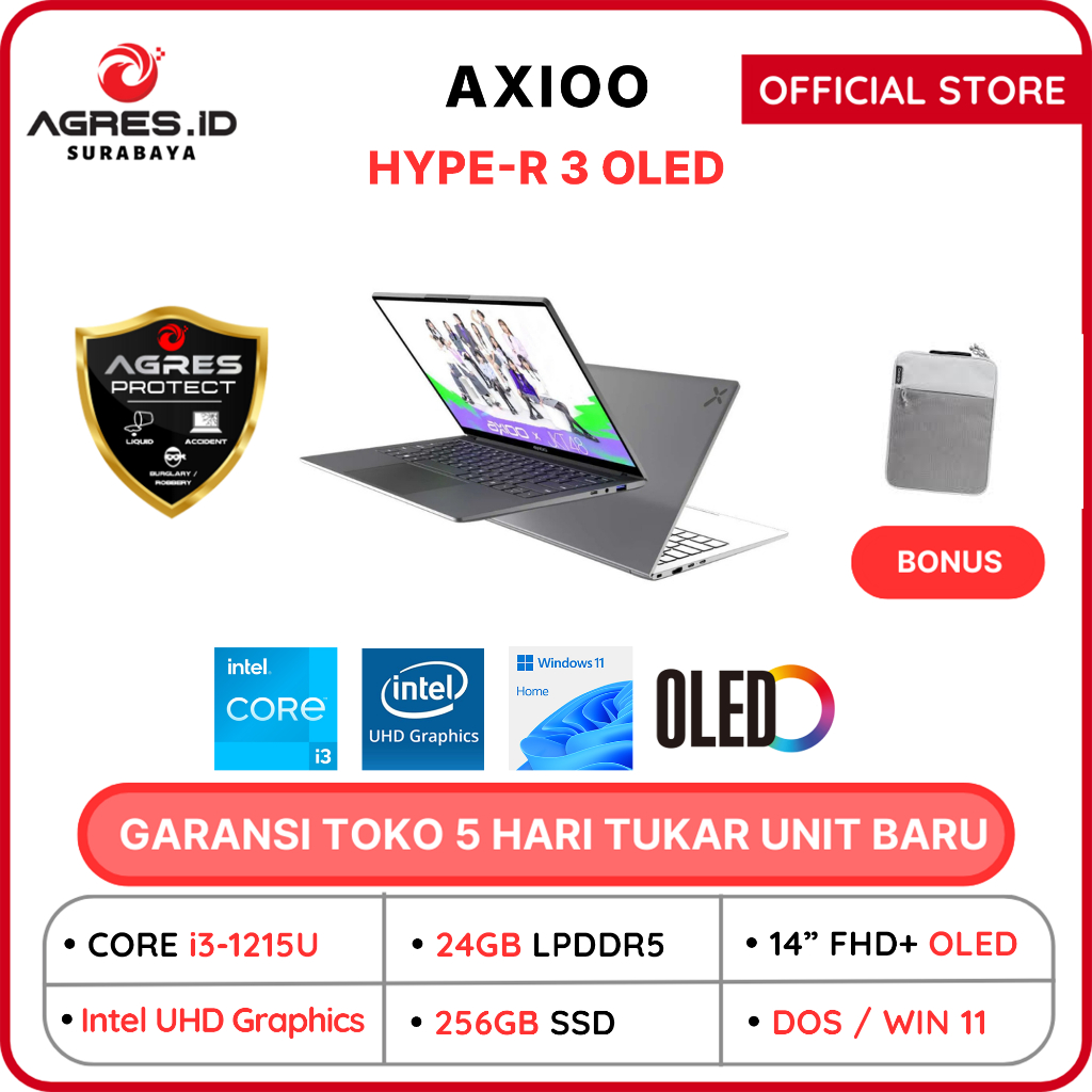 Jual AXIOO HYPE-R 3 OLED I3 1215 24GB 256GB 14.0FHD BLK (UNDER 1KG) DOS ...