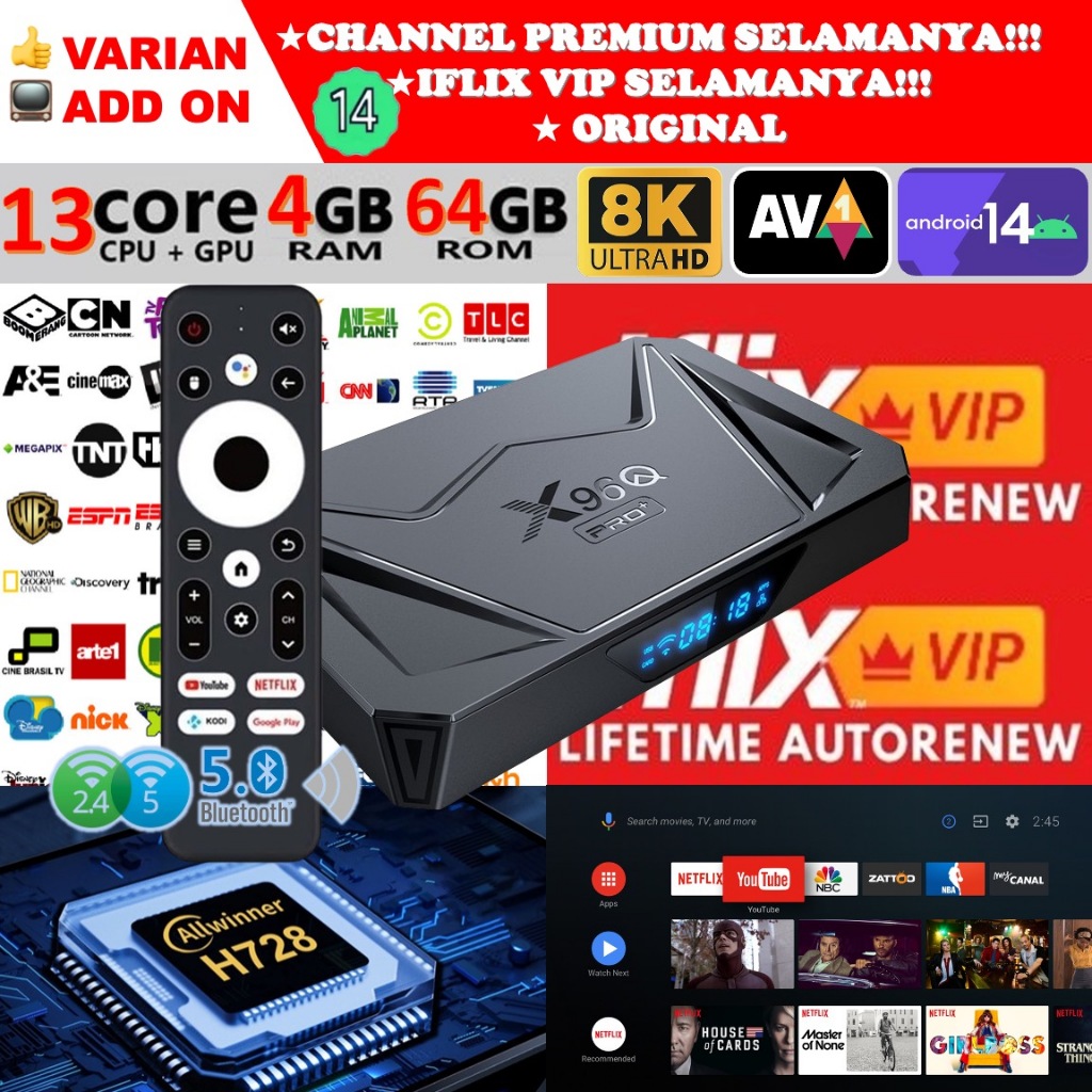 Jual STB Android 14 Smart TV Box Android X96Q PRO MAX Voice Remote Ram ...