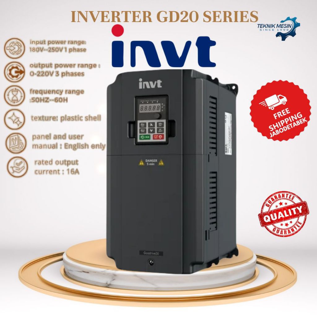 Jual INVT INVERTER GD20-1R5G-S2 1.5KW / 220V / INVERTER DINAMO 1 PHASE ...