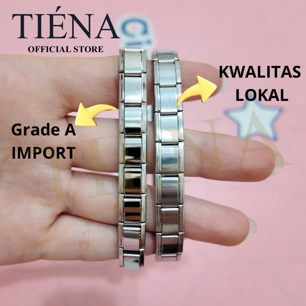 Jual TIENA IMPORT GRADE A Italian Charms Bracelet (18 pcs) Silver ...