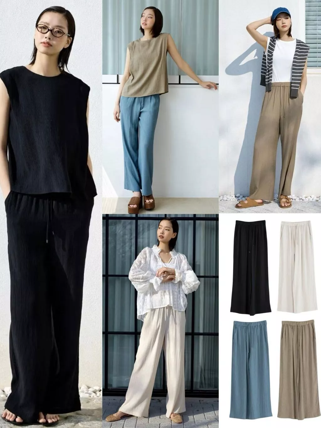 Celana Panjang Kulot Wanita Bahan Crinkle High Waist  Women's Crinkle Pants - LPF-9959