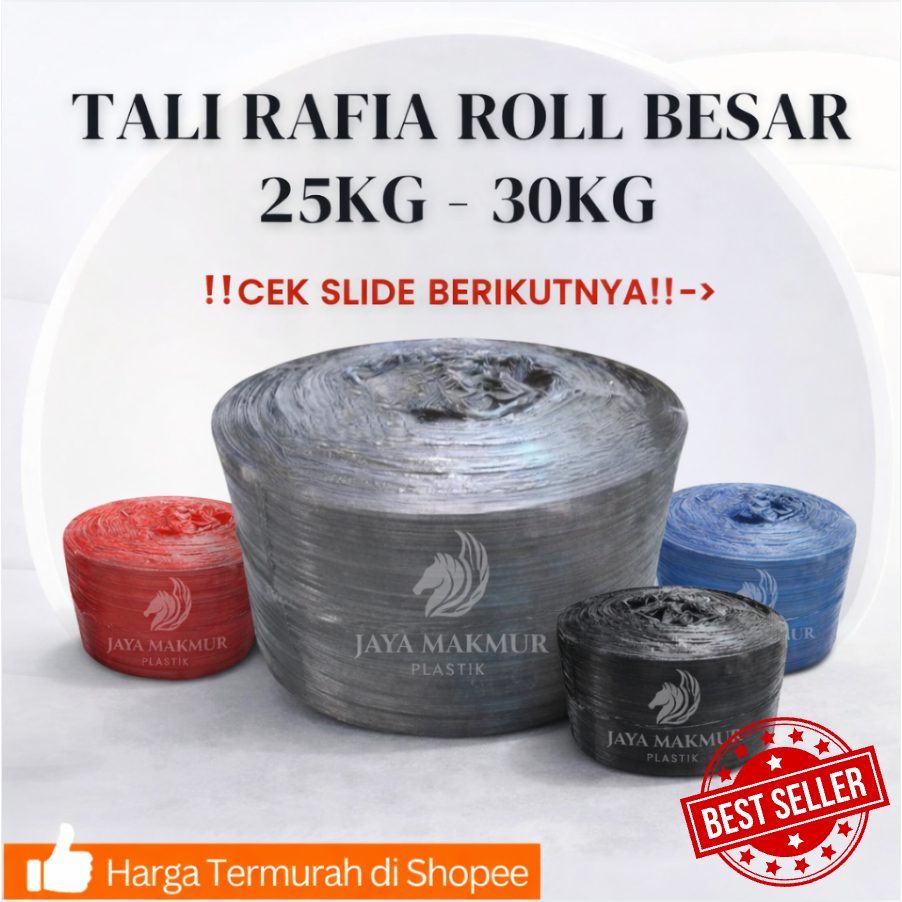Jual Tali Rafia 25kg roll gulungan besar warna netral hitam merah biru ...