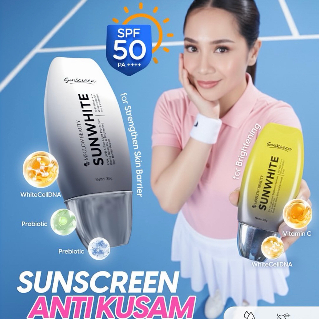 Jual MS Glow - Sunwhite SPF 50 PA+++ Sunscreen Vit C Pro & Prebiotic ...