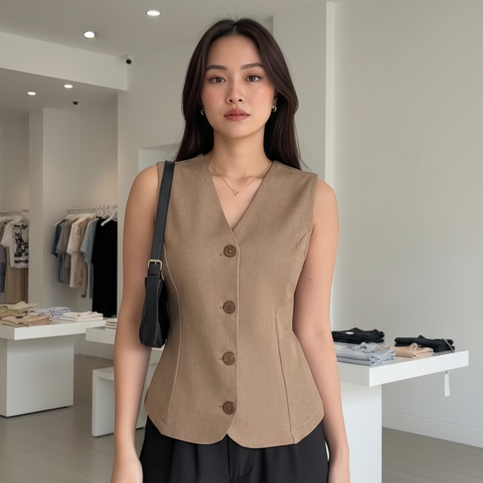 Jual Madie Vest Top Waistcoat Rompi Korean Style Tanpa Lengan | Shopee ...