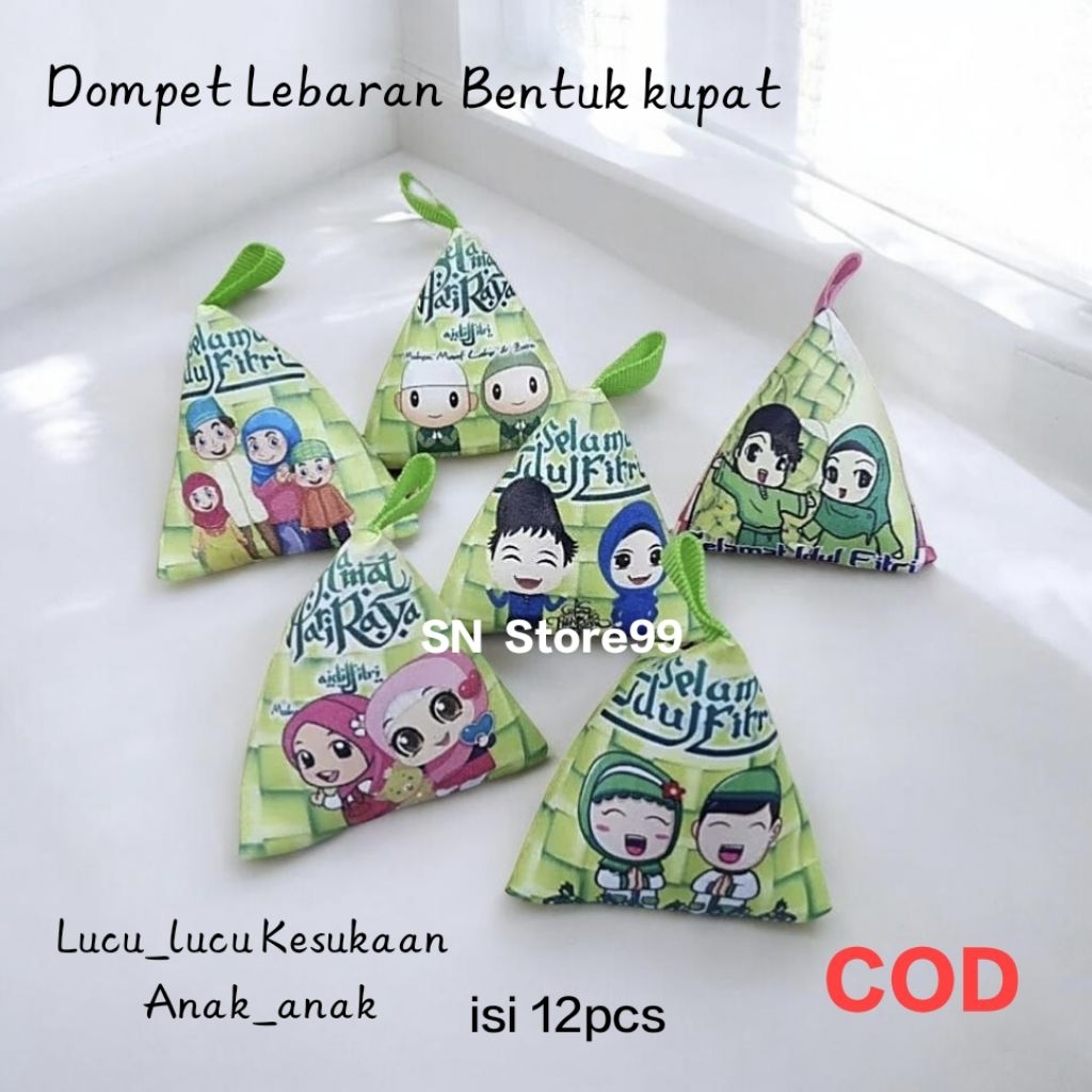 ( isi 12pcs ) Dompet Angpao / Amplop Lebaran Idul Fitri Ketupat Full Printing Amplop Ketupat Eid Mubarak Motif Terbaru Termurah