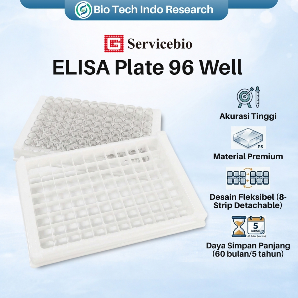 Jual Servicebio ELISA Plate 96 Well Flat Bottom High Protein Binding PS ...