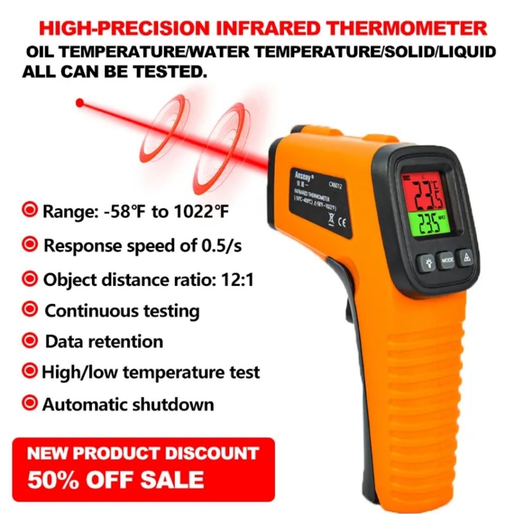 Jual thermometer infrared laser digital termometer IR laser Thermo gun ...