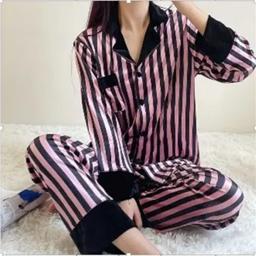 LL2 Setelan Baju Tidur Piyama Wanita Dewasa Satin Premium Lengan Panjang Celana Panjang
