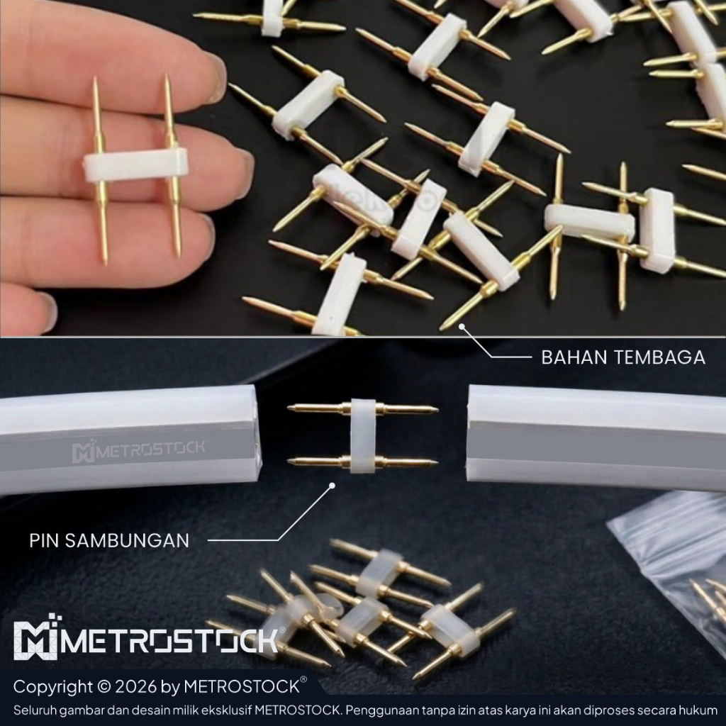 Jual Pin Sambungan 2 Pin H-Konektor LED Neon Flex LED Strip 5050 3528 ...