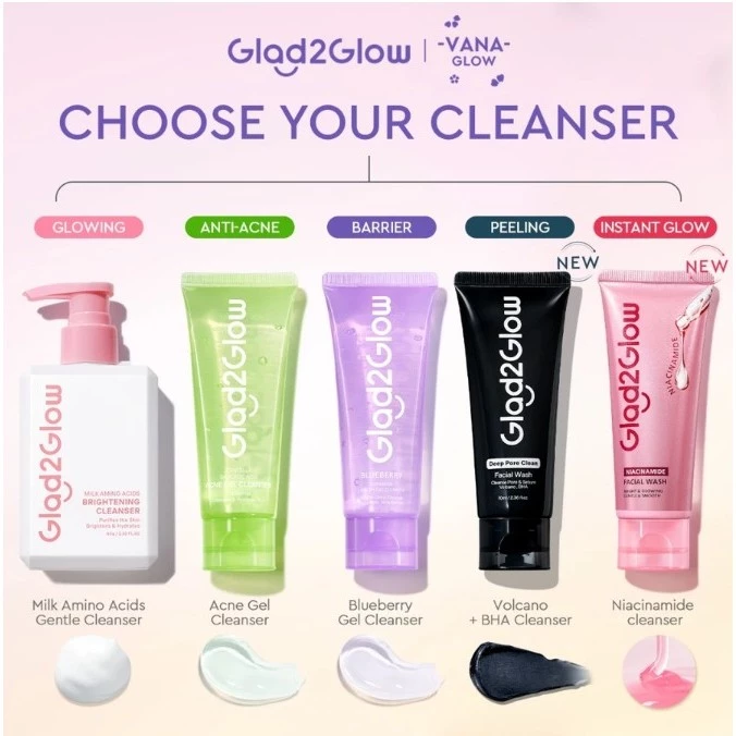 Glad2glow Facial Wash Series For All Skin Types