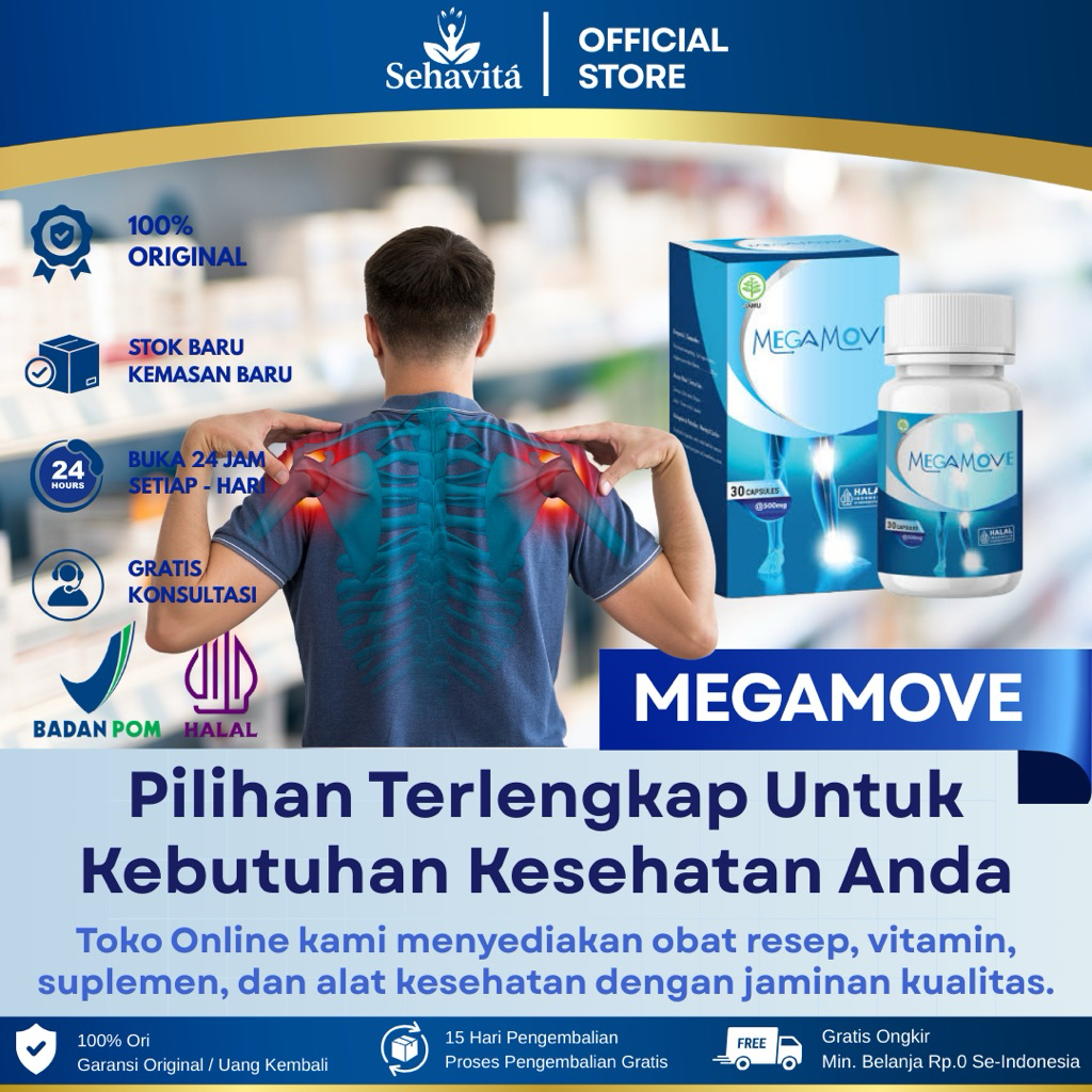 MEGAMOVE 100% ORIGINAL OBAT HERBAL NYERI SENDI ,ASAM URAT,REMATIK BPOM