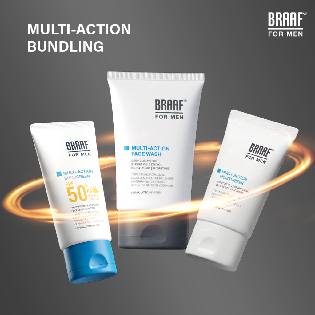 Jual BRAAF For Men Multi-Action Face Wash 100g & Multi-Action ...