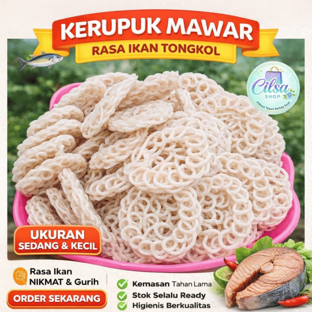 Jual Kerupuk Mawar Mentah Rasa Ikan Tongkol Gurih & Renyah | Kerupuk ...