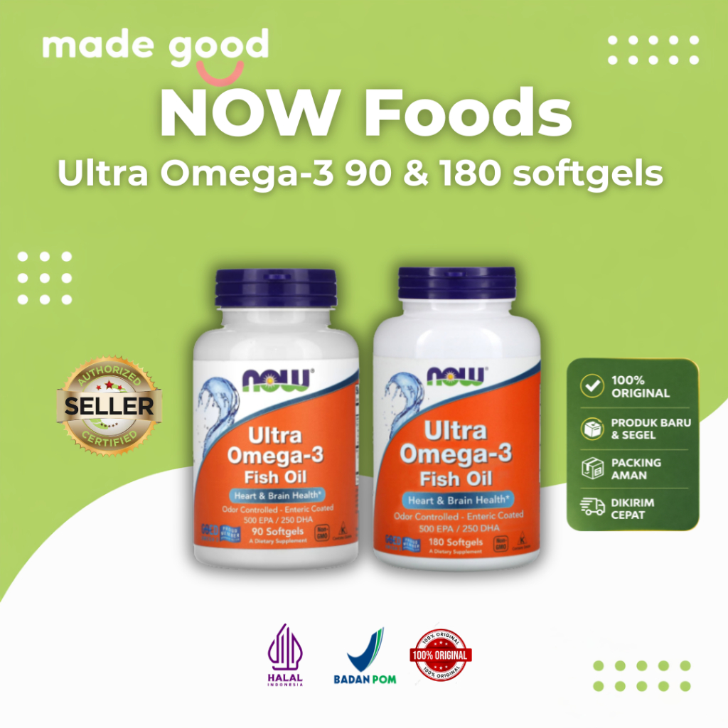 Jual Now Foods Ultra Omega 3 500 EPA/250 DHA 90 180 Softgel Fish Oil ...