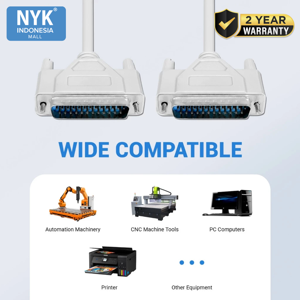 Kabel NYK 1.5 Meter Serial 25 pin Male to Male M-M CS25P (5)