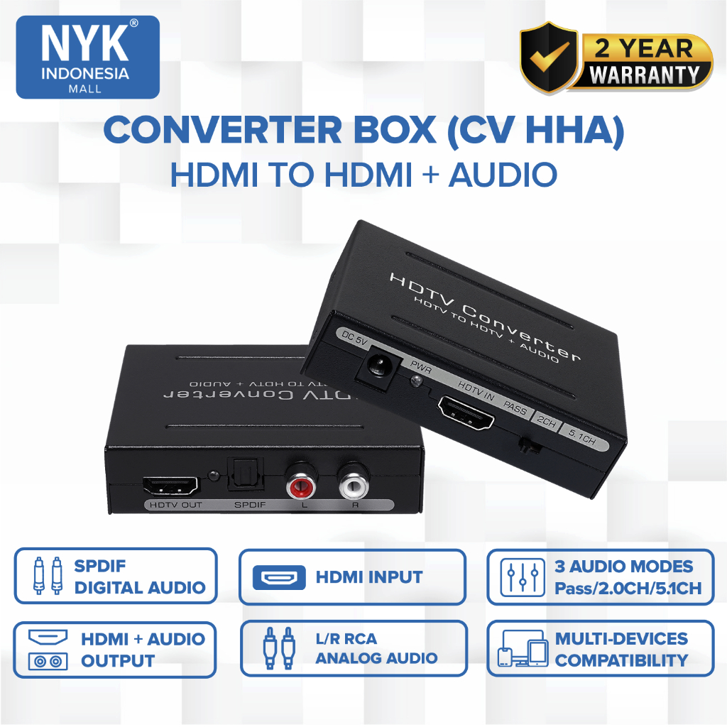 NYK Converter BOX HDMI to HDMI Audio extractor Digital Analog COD