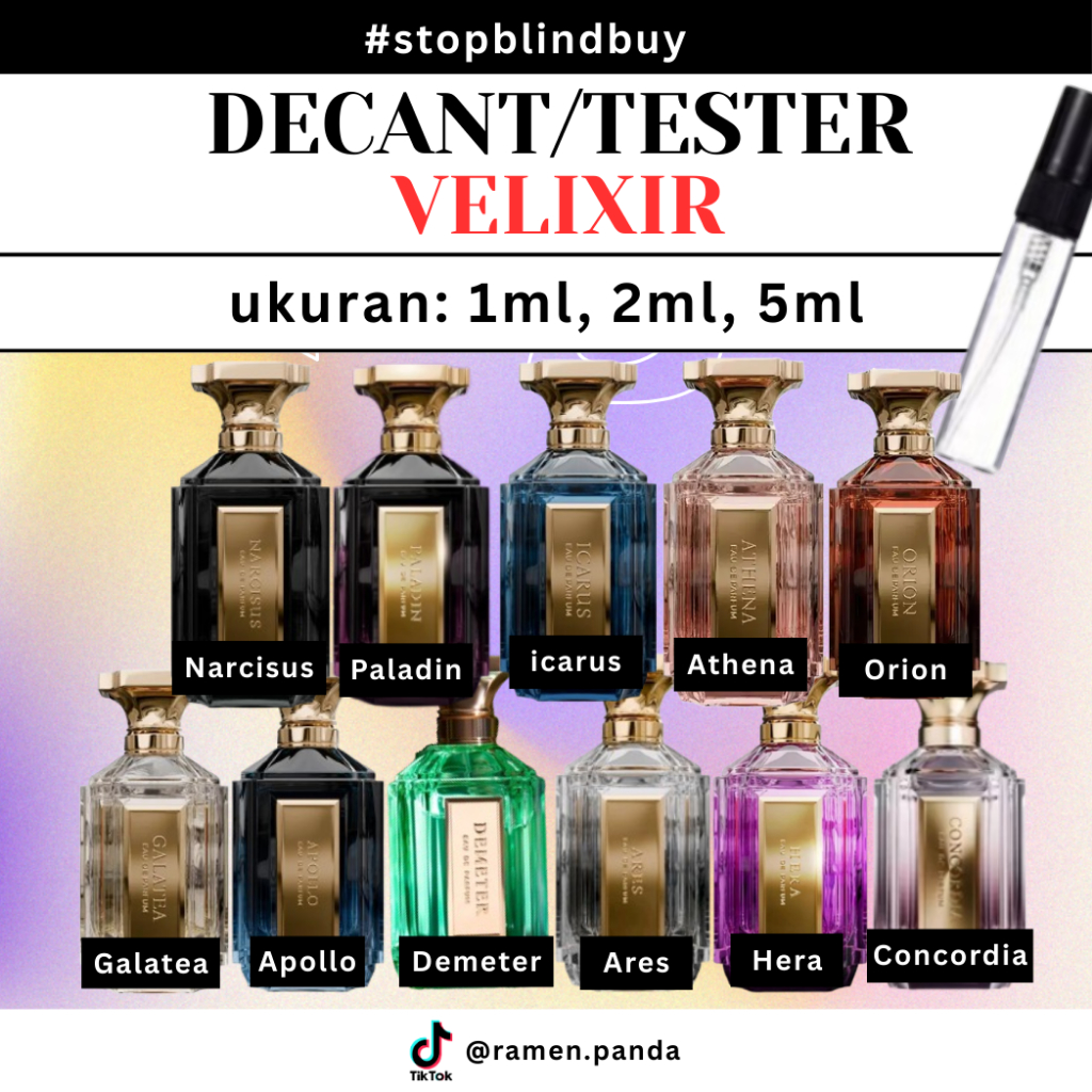 Jual Decant Parfum Velixir – Concordia/Paladin /Hera/Demeter/Apollo ...