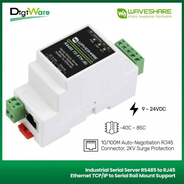 Jual Industrial Serial Server RS485 to RJ45 Ethernet TCP/IP to Serial ...