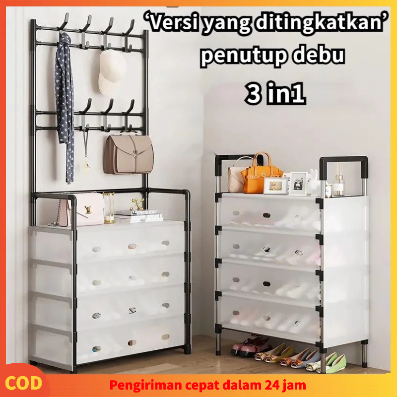 Jual Mojito Rak Sepatu 3-6 Tingkat Besi Tertutup | Anti Debu Serbaguna ...
