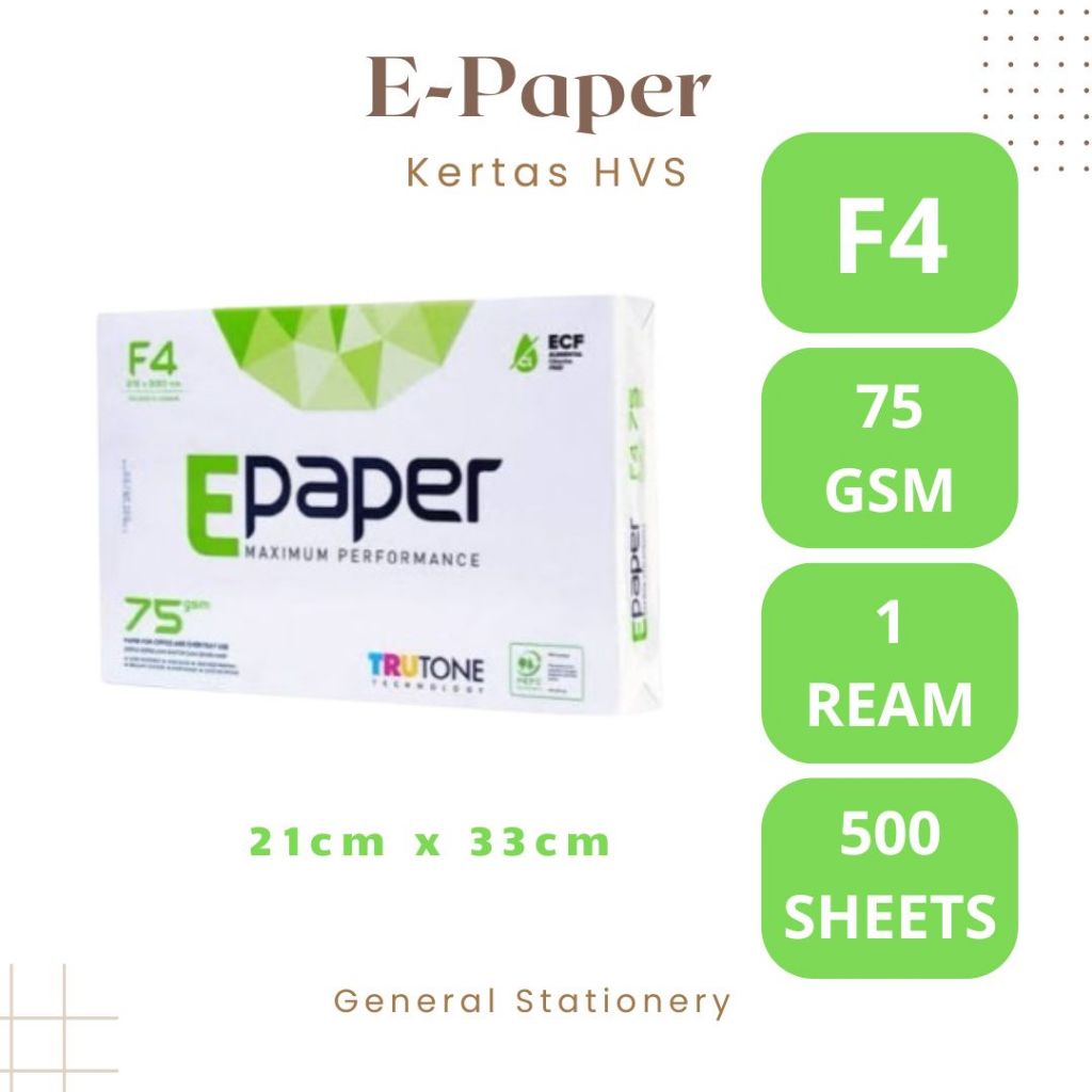 Jual E-Paper HVS F4 75Gsm / Kertas HVS FotoCopy F4 75Gsm Merk E-Paper ...