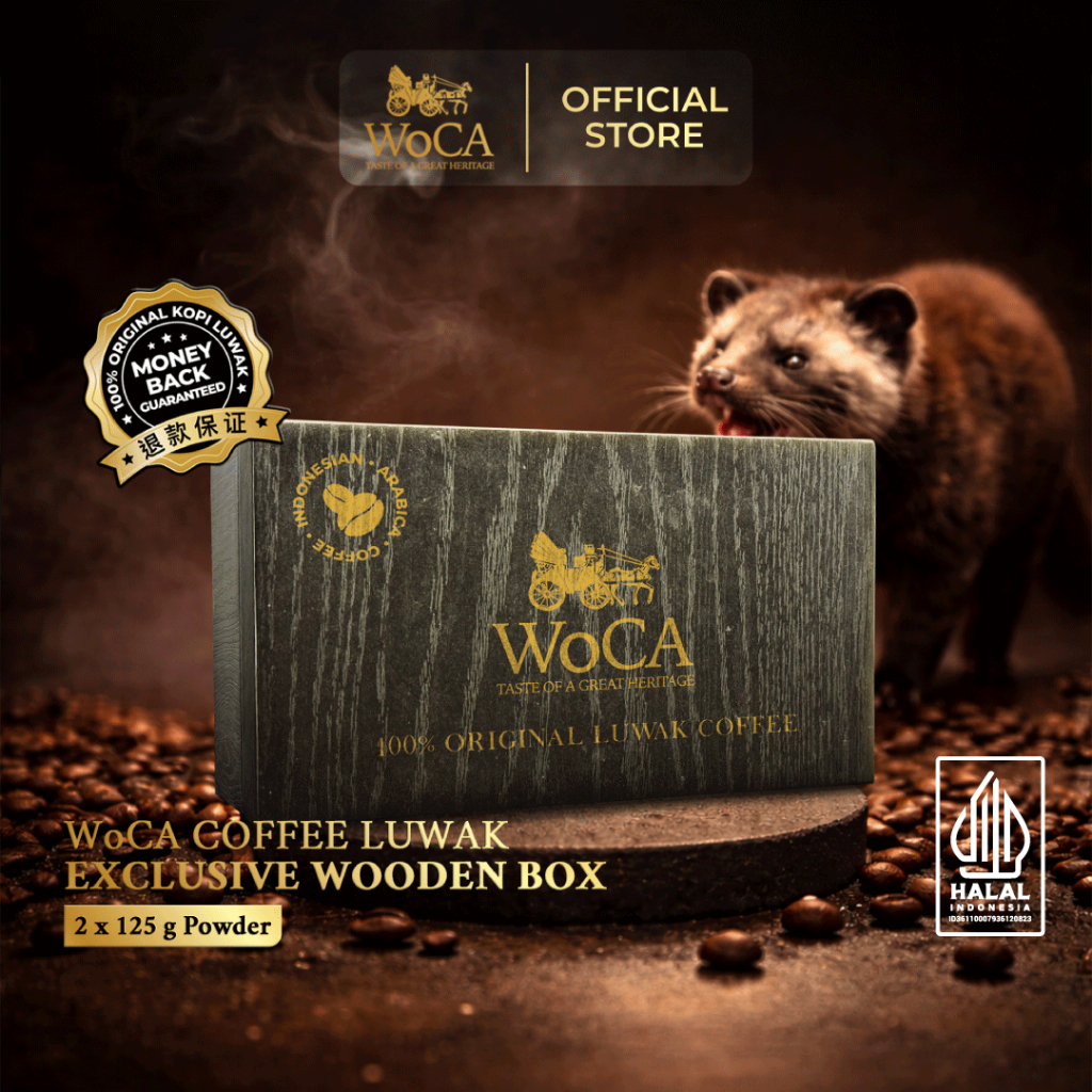 Jual WoCA Kopi Luwak Exclusive Wooden Box 2x125 gr Powder | Shopee ...