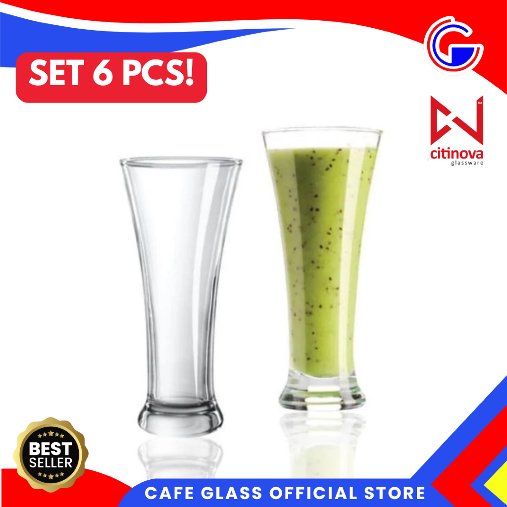 Gelas Jus Kaca 6 Pcs Citinova Veronica - Gelas Kaca Aesthetic Ala Korea - Gelas Minum Cafe Tamu Set
