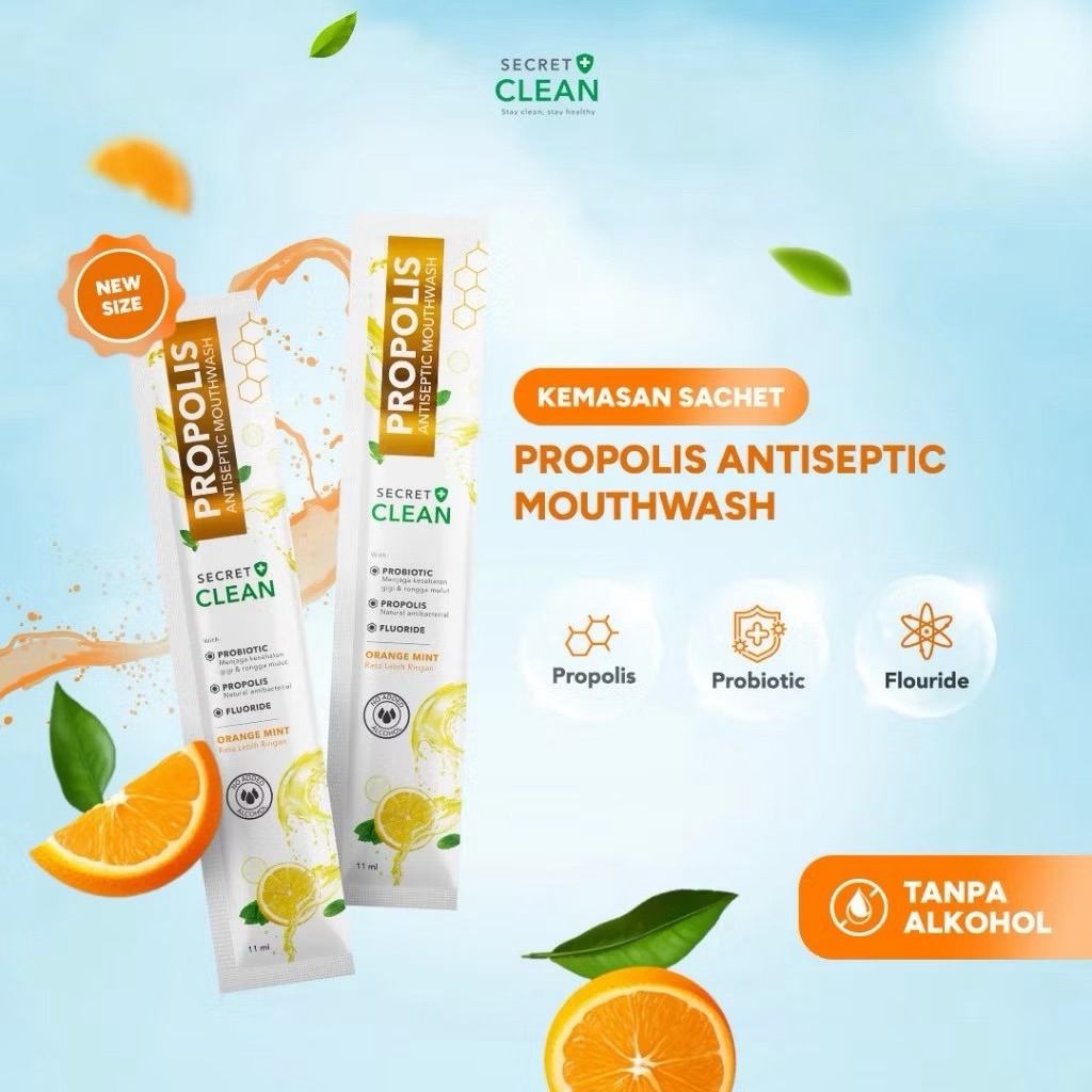 Jual Secret Clean Propolis Antiseptic Mouthwash Sachet 6x10ml ...